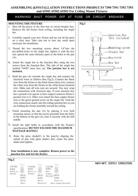 Installation instructions for mounting Isis 3 Light Ceiling Mount Or Wall Mount Fixture in Brushed Nickel Finish.