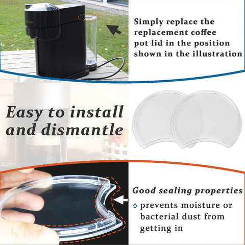 2 Pack Replacement Water Tank Lids For Vertuo Next And Krups XN910 Series Coffee Machines showing easy installation and sealing properties.
