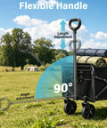 All Terrain Folding Wagon With Heavy Duty Frame And 360 Lbs Capacity Utility Cart for outdoor trips with adjustable handle.