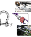 4 Pack 304 Stainless Steel Bow Shackle With Screw Pin Tough As Nails Heavy Duty D Ring Anchor for secure rigging and lifting.