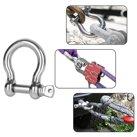 4 Pack 304 Stainless Steel Bow Shackle With Screw Pin Tough As Nails Heavy Duty D Ring Anchor for secure rigging and lifting.