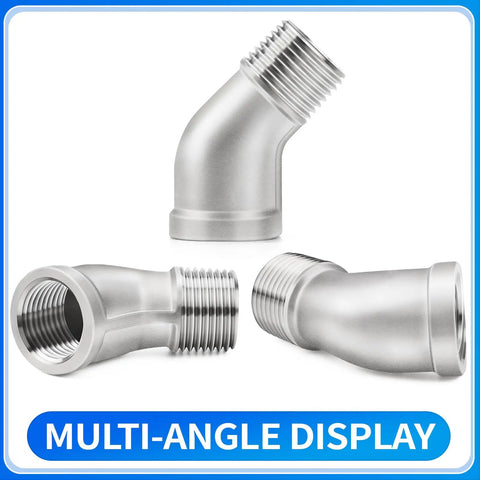 304 Stainless Steel Pipe Fitting 45 Degree Elbow 1 Inch NPT Male To 1 Inch NPT Female Thread Adapter 3 Pack