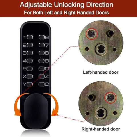 Keyless Entry Door Lock With Keypad Black No Battery Needed 100 Percent Mechanical Battery Free Password Protected Entry Weatherproof Combination Lock For Home Security