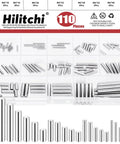 110 Piece Dowel Pin Set M2 M3 M4 M5 304 Stainless Steel Cylindrical Shelf Peg Pins for aligning and fastening in cabinets and furniture