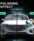 1600W Car Buffer Polisher With 7 Inch And 6 Inch Pads used on car hood, showing before and after polishing effect.