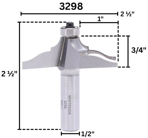 Classical Ogee Table Edge Router Bit With 2-1/2 Inch Diameter, 3/4 Inch Cutting Length, Dope Carbide-Tipped Build For Sharp Edge Profiles image