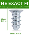 Heavy Duty Zinc Plated Euro Screws Replacement For Furniture Assembly M5 X 10mm Countersunk FX Bolts With PzD2 Drive showing dimensions.