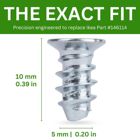 Heavy Duty Zinc Plated Euro Screws Replacement For Furniture Assembly M5 X 10mm Countersunk FX Bolts With PzD2 Drive showing dimensions.