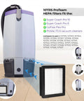 Replacement Filter For Backpack Vacuums Compatible With Super Coach Pro 10, shown with filter cartridge and vacuum