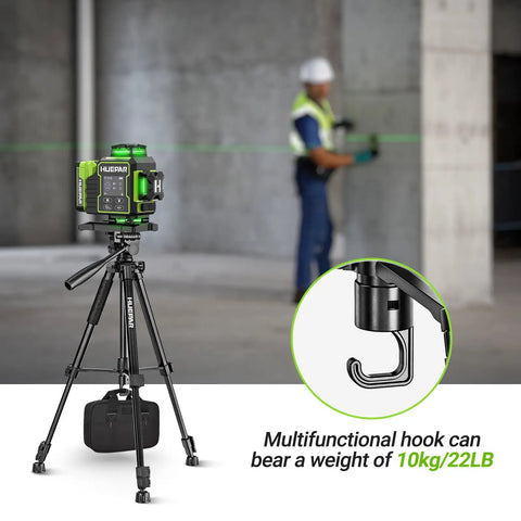 Beefy Heavy Duty Laser Level Tripod Stand, 60 Inch Adjustable Support For Laser Levels And Distance Meters, One Quarter Inch And Five Eighth Inch Mounts, Non Slip Feet, Three Way Pan Head With Bubble Level on construction site