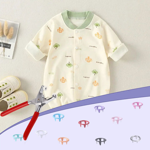 Top Shelf Metal Snap Button Kit With Pro Grade Pressing Pliers And Sure Grip Handles For Tough Garment Fixes Bags Shoes And Baby Wear Super Trusty Hardware Set with baby onesie and copper snaps.