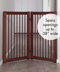 Extension Kit for 360 Configurable Walk Through Folding Pet Gate Expands Openings to 38 Inches Wide with Walnut Finish