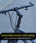 Bike with 110mm Adjustable Bike Stem Riser For 31.8mm Handlebars 0-60 Degree Handlebar Extender on paved path