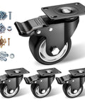3 Inch Heavy Duty Caster Wheels Set Of 4 With Locking Industrial Swivel Casters, 360 Degree No Noise Polyurethane Wheels with hardware