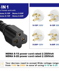 Image showing heavy duty outdoor waterproof extension cord with T-Blade female connector and NEMA compatibility for outdoor use.