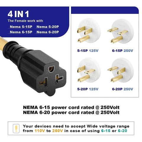 Image showing heavy duty outdoor waterproof extension cord with T-Blade female connector and NEMA compatibility for outdoor use.