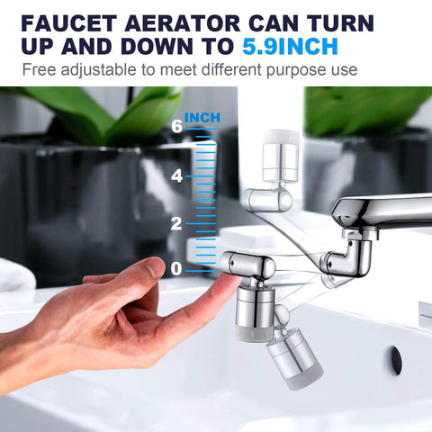 Two Pack 360 Degree Swivel Faucet Extenders With 1440 Degree Robotic Arm Nozzle demonstrating adjustable height feature