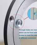 Close-up of heavy duty aluminum turntable bearing for lazy susan, showing through holes and screw fixing options
