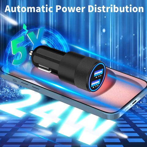 MFi Certified USB C Car Charger Fast Charge Kit 2 Pack 4.8A Cigarette Lighter Adapter With Braided Type C Cable