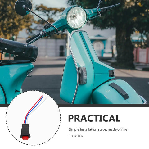 Dual Flash Hazard Handlebar Switch for Motorcycles Scooters and Electric Bikes shown on teal scooter, metal ABS button visible