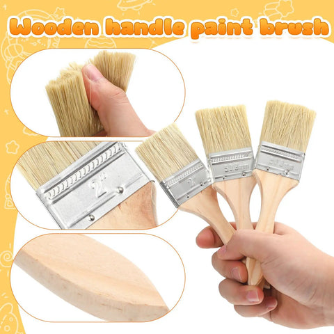 Holding 30 Piece Thick Wood Handle Paint Brush Set with 2 Inch Flat Varnish Brushes for Walls Trim and Deck Stain