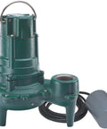 Heavy Duty 1-1/2 Inch Submersible Sump Pump With Non Clogging Vortex Design And Rugged Cast Iron Housing, featuring green cast iron construction.