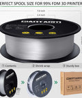 Clear PETG Filament 1.75mm 1kg Spool For 3D Printing, Crystal Clear And Tough, Vacuum-Sealed Packaging, Spool Dimensions