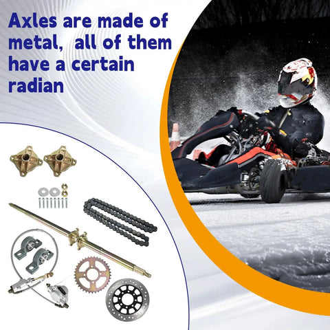 44in/1120mm Quad Go Kart Rear Live Axle Kit With Sprocket, Brake, And Wheel Hub Replacement For ATV Quad Go Karts on display