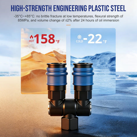 Two Way Air Hose Splitter For Compressors One Quarter NPT Quick Connect Fittings Steel Coupler With 360 Degree Swivel Lightweight Yet Strong Air Line Manifold Corrosion Resistant DIY Friendly Heavy Duty Compressor Accessory