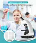 Biological Compound Microscope 100X To 2000X With Phone Adapter Black Model For Adults Students And Kids Kid Friendly Pro Grade Lab Teaching Instrument Includes Complete Slides Set For Classroom And Home Labs, white model with slides