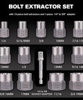 Heavy Duty Bolt Extractor And Screw Extractor Kit with 13-piece bolt extractors and 1 socket adapter, 26 piece set
