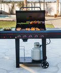 5-Burner Propane Gas Grill With Side Tables And Accessory Hooks, 50,000 BTUs, 656 Sq In Cooking Space, Two Wheel Transport