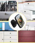 4 Pack Square Kitchen Cabinet Knobs Sunflower Rooster Design Dope Black Glass ABS Drawer Pulls for cabinets, shown installed on various furniture.