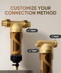 40 Micron Whole House Spin Down Sediment Filter with Scraper, Reusable Flushable, Brass Body, 1 in MNPT, 3/4 in FNPT MNPT