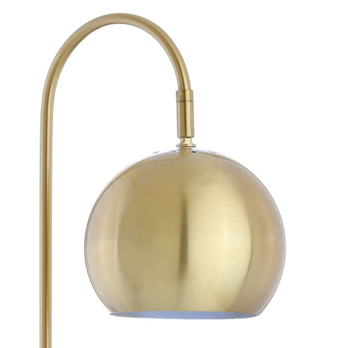 Close-up of Brass Gold And White 23.5 Inch Metal Marble LED Table Lamp With Modern Arched Design The Dope Task Light