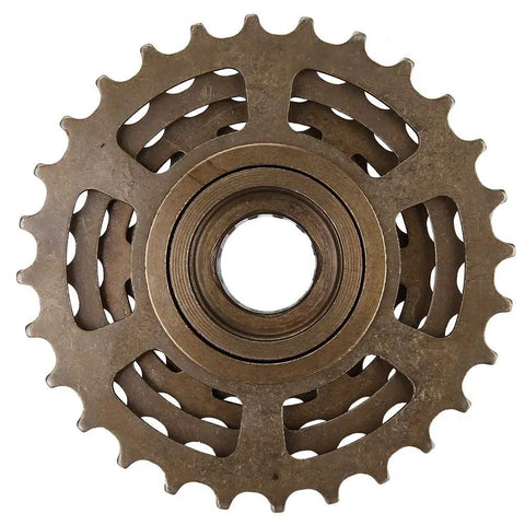 Top view of Six Speed Freewheel 14T-28T Wear-Resistant Bicycle Cassette for Mountain Bike Replacement Sprocket Kit.