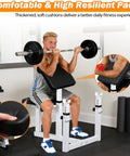 Man using Adjustable Preacher Curl Bench With Barbell Rack For Home Gym, highlighting comfort and heavy duty design.