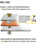 DIY Ready Wood Screws Kit 270 Pc Set With Anchors 8 Sizes Flat Head Phillips Drywall Screws Zinc Plated Yellow High Hardness Carbon Steel Handy Home Improvement Must Have For Any Project for concrete, brick and stone