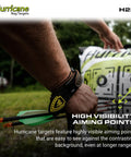 Archery setup with Two Sided Archery Bag Target Built For 425 FPS Practice with bright high visibility aiming points in a field.