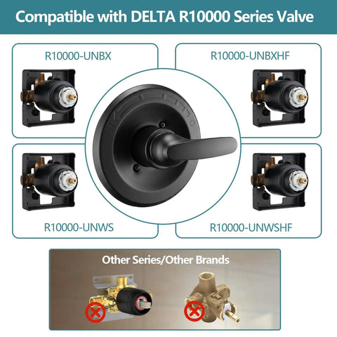 High Flow Eight Inch Matte Black Rain Shower Faucet And Tub Trim Kit With Round Rain Showerhead And Handle Fits Delta 13 Series Perfectly Smooth Diy Bathroom Upgrade Zero Tile Hassle Actual Game Changer For Home Reno