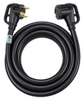 Coiled 3 Prong 30 Amp RV Extension Cord 25 Ft Outdoor Heavy Duty Power Lead TT-30P to TT-30R with connectors visible.