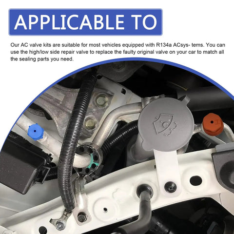 Close-up of installed part from 17 Piece Car Air Conditioning Valve Core Kit With Caps And Service Valves For R12 R134A Systems