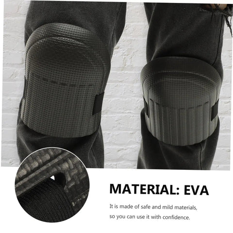 Built Tough Four Pack Black Heavy Duty Knee Pad Inserts For Work Pants Anti Slip Grip Breathable Padding showing EVA material and fit on jeans.