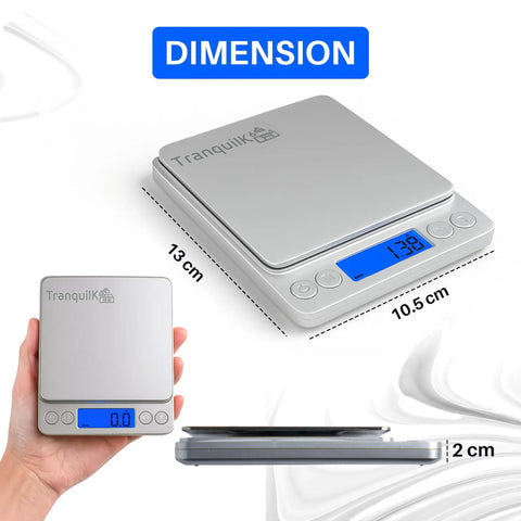 Compact Digital Kitchen Scale with Pro Grade Multi Unit Conversion Grams Ounces Pennyweights Troy Ounces Grains and Carat 0.1g to 3kg