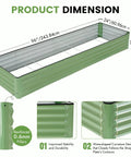 Galvanized Raised Garden Bed Kit 8x2x1 Ft Outdoor Metal Planter Box Olive Green Heavy Duty With Gloves For Vegetables And Flowers