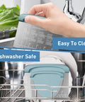 Hand holding All In One Bench Scraper For Dough And Pastry, 2 In 1 Stainless Steel Dough Cutter with conversion chart, in dishwasher