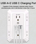 Wall Outlet Extender Surge Protector With Six Wide Spaced Outlets And Four Fast Usb Ports For Dorm Room And Office Gear Heavy Duty Flat Design White Screw Down Mount Plug And Play Ready with two USB ports