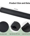 Footrest Cushion For Gravity Folding Recliners And Zero Gravity Chairs, thick NBR foam pad, black, two sizes shown, with loop strap.