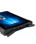 Built Tough Rugged Industrial Tablet Eating Up Daily Grind On Windows 11 Pro showing ports and screen details from a side angle.
