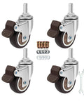 Hassle Free TPR Stem Casters With Auto Lock Brakes 360 Degree Swivel Wheels Metric M8 Thread set with four heavy-duty 2-inch wheels.